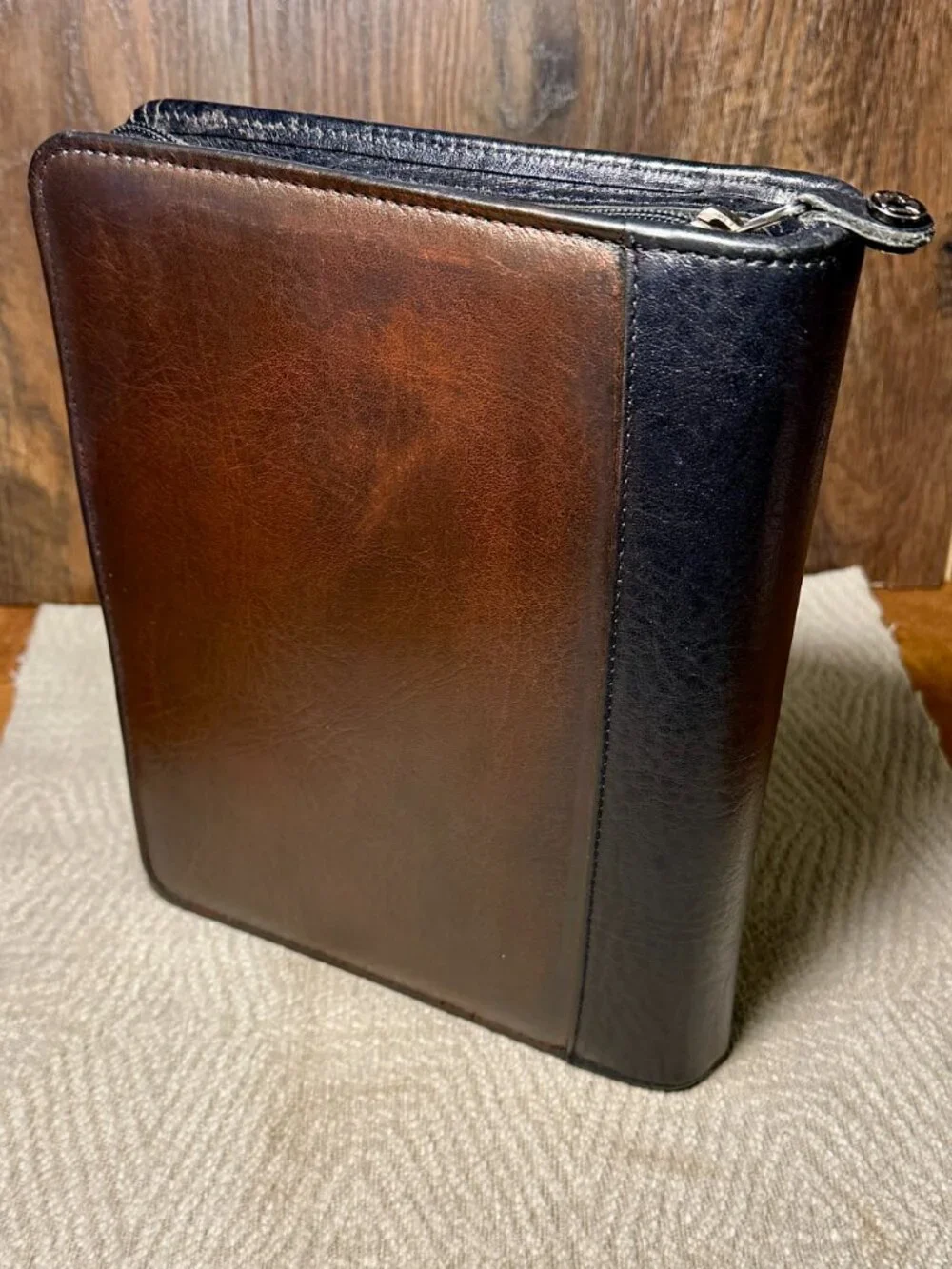 Franklin Covey Classic Leather Planner Binder Organizer Black Brown Made in USA